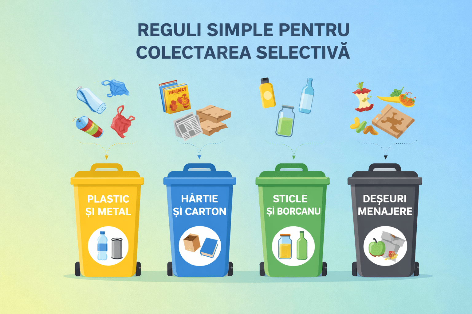 Colectare selectivă, reguli pentru colectarea selectivă, tomberoane colorate