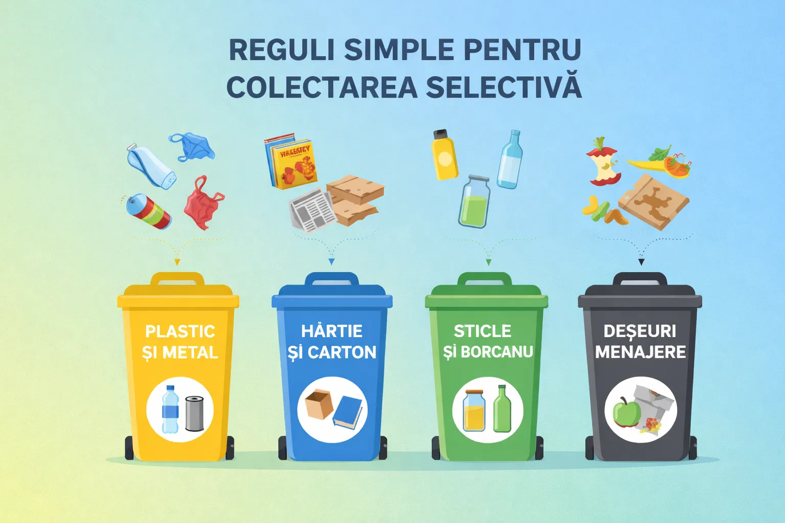 Colectare selectivă, reguli pentru colectarea selectivă, tomberoane colorate