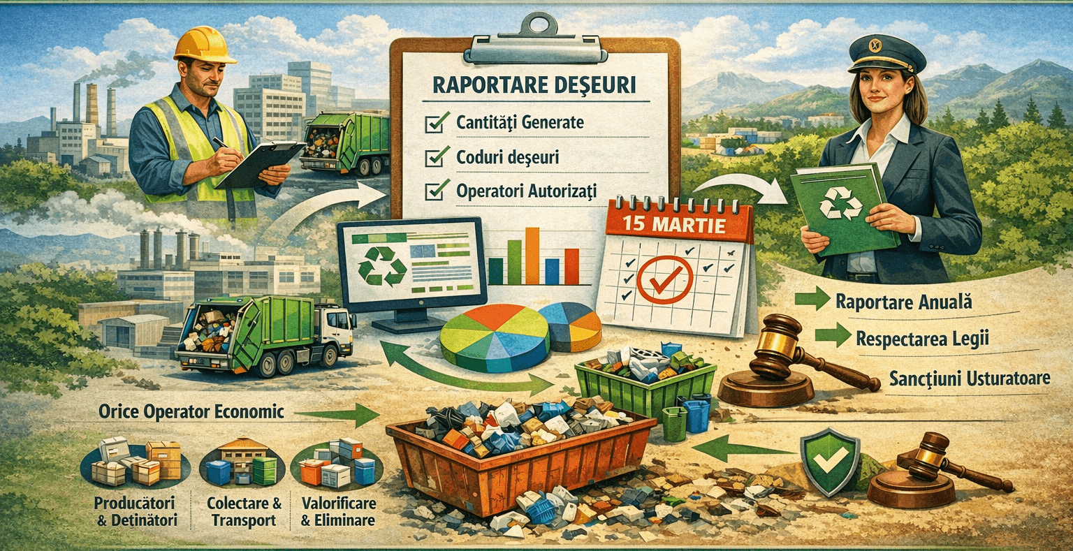 Operator autorizat colectează deșeuri de ambalaje de la generatori, raportare termen limită.