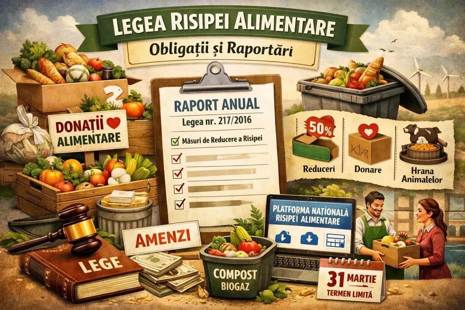 Calendar cu termen limită pentru raportarea obligațiilor privind risipa alimentară în sectorul alimentar